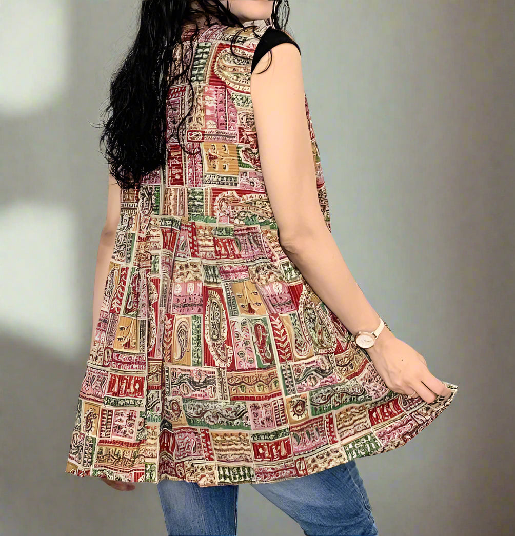Multicolor Printed Mid-Length Tie-Up Shrug